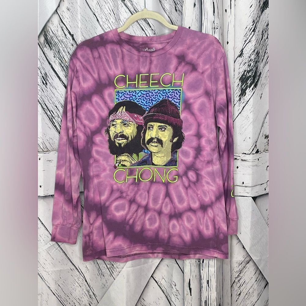 Cheech & Chong Long Sleeve T-Shirt Tie-Dye Purple M